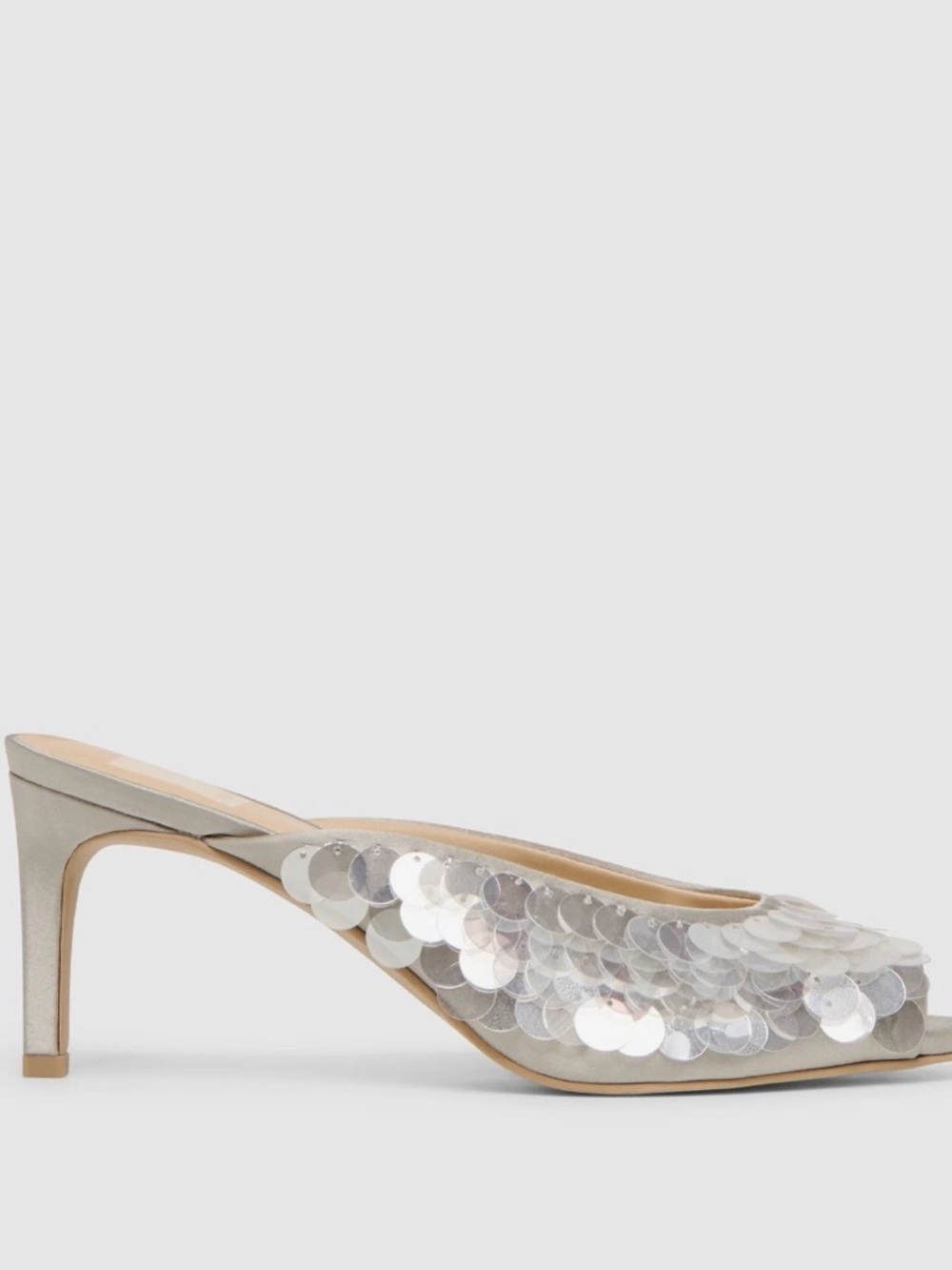 Silver Sequin Mule Heels - Women's Dress Shoes